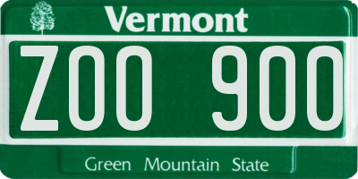 VT license plate ZOO900