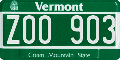 VT license plate ZOO903