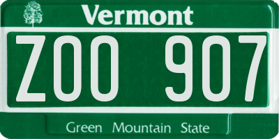 VT license plate ZOO907