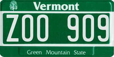 VT license plate ZOO909