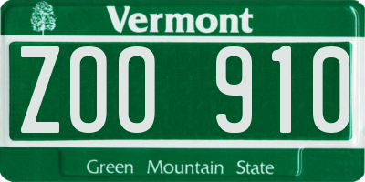 VT license plate ZOO910
