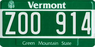 VT license plate ZOO914