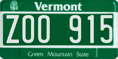 VT license plate ZOO915