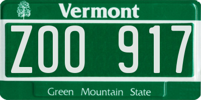 VT license plate ZOO917