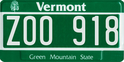 VT license plate ZOO918