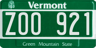 VT license plate ZOO921