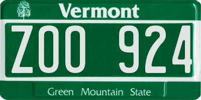 VT license plate ZOO924