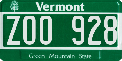 VT license plate ZOO928