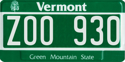 VT license plate ZOO930
