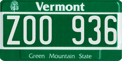 VT license plate ZOO936