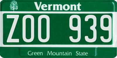 VT license plate ZOO939