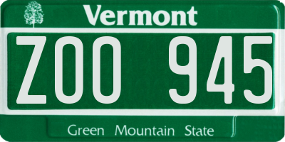VT license plate ZOO945