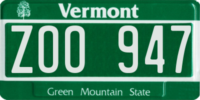 VT license plate ZOO947