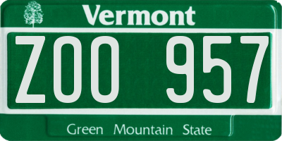 VT license plate ZOO957