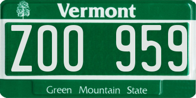 VT license plate ZOO959