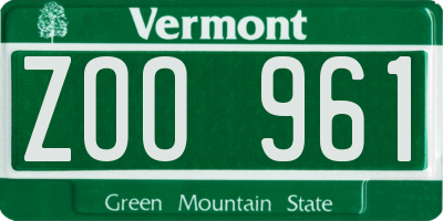 VT license plate ZOO961