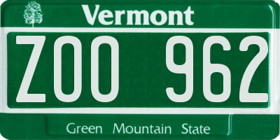 VT license plate ZOO962