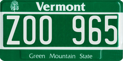 VT license plate ZOO965