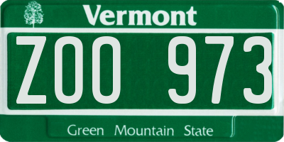 VT license plate ZOO973
