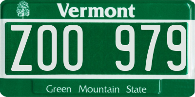 VT license plate ZOO979
