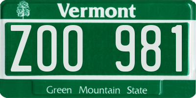 VT license plate ZOO981