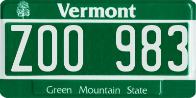 VT license plate ZOO983