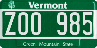 VT license plate ZOO985