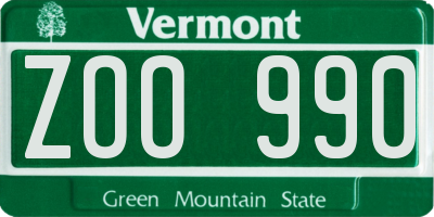 VT license plate ZOO990