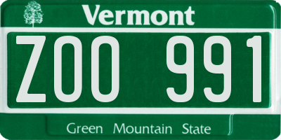 VT license plate ZOO991