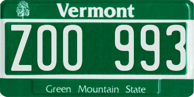 VT license plate ZOO993