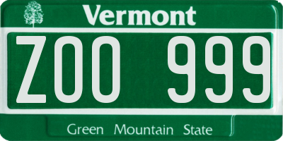 VT license plate ZOO999
