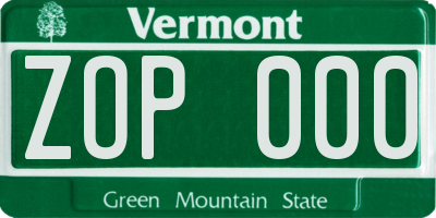 VT license plate ZOP000
