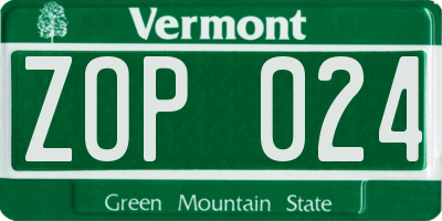 VT license plate ZOP024