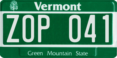 VT license plate ZOP041