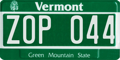 VT license plate ZOP044
