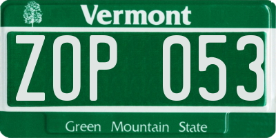 VT license plate ZOP053