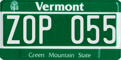 VT license plate ZOP055