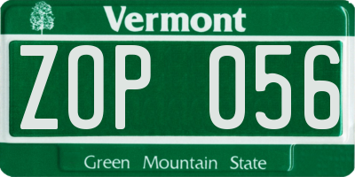 VT license plate ZOP056