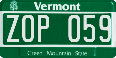 VT license plate ZOP059
