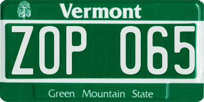 VT license plate ZOP065
