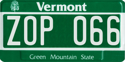 VT license plate ZOP066