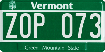 VT license plate ZOP073