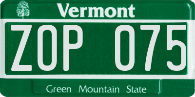 VT license plate ZOP075