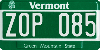 VT license plate ZOP085