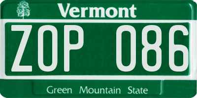 VT license plate ZOP086