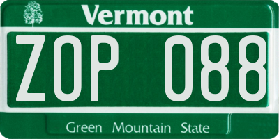 VT license plate ZOP088