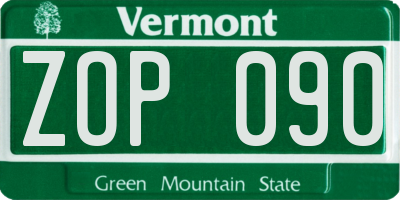 VT license plate ZOP090
