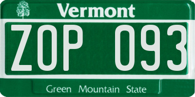 VT license plate ZOP093