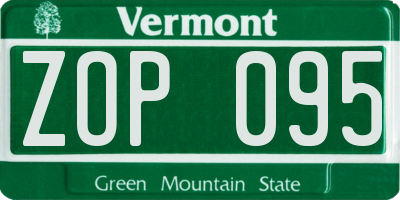 VT license plate ZOP095