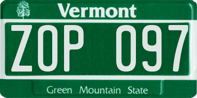 VT license plate ZOP097